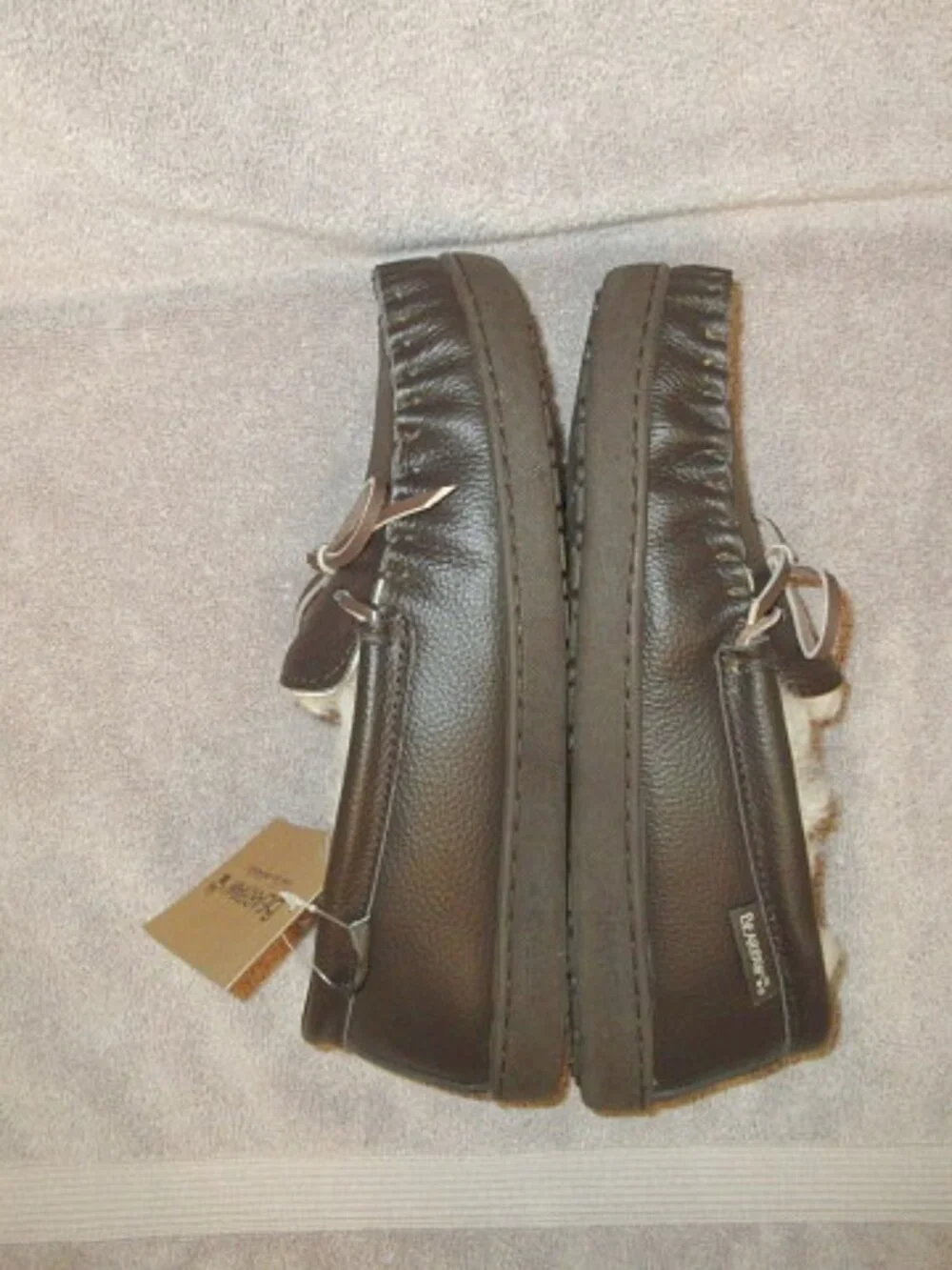 Bearpaw Mach IV Men's Moccasin Slippers Size 10 Leather Sheepskin In & Out NW